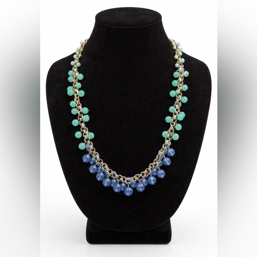 Vintage Coldwater Creek Blue Green Beaded Statement Necklace